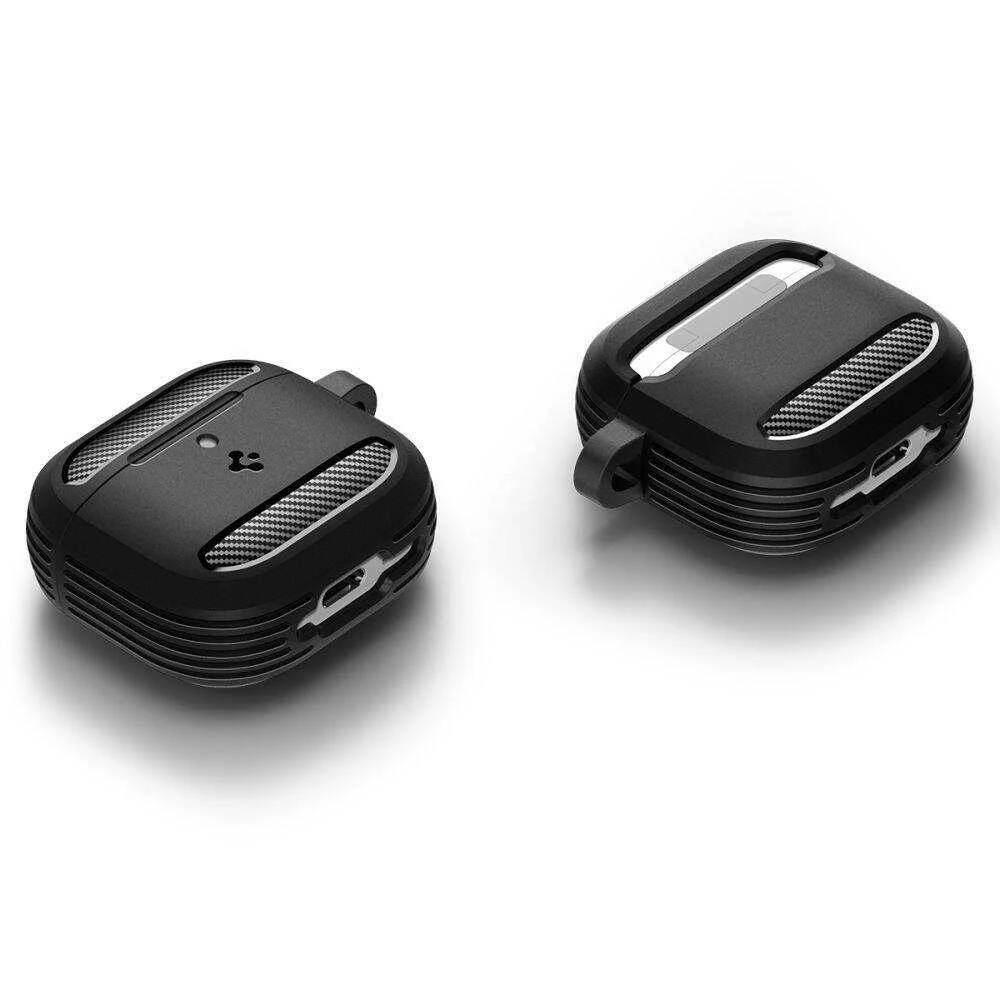 Apple AirPods 4 Spigen Rugged Armor Matte dėklas ausinėms juodos spalvos