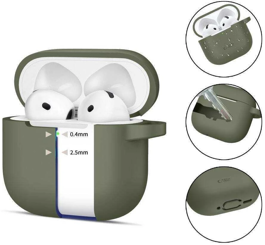 Apple AirPods 4 Tech-Protect silikoninis Hook dėklas jūsų ausinėms alyvų spalvos