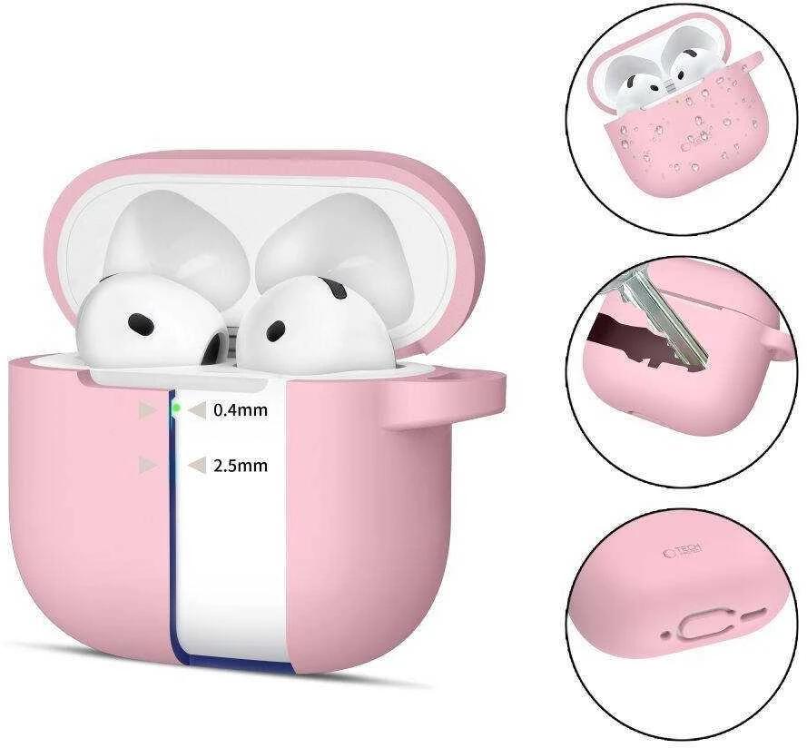 Apple AirPods 4 Tech-Protect silikoninis Hook dėklas jūsų ausinėms rožinės spalvos
