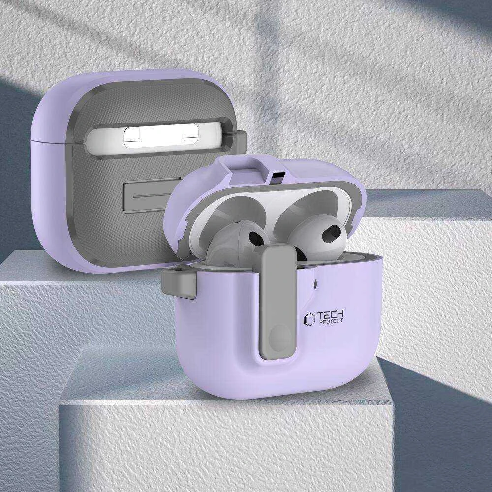 Apple AirPods 4 Tech-Protect Slim Hook dėklas jūsų ausinėms levandų spalvos