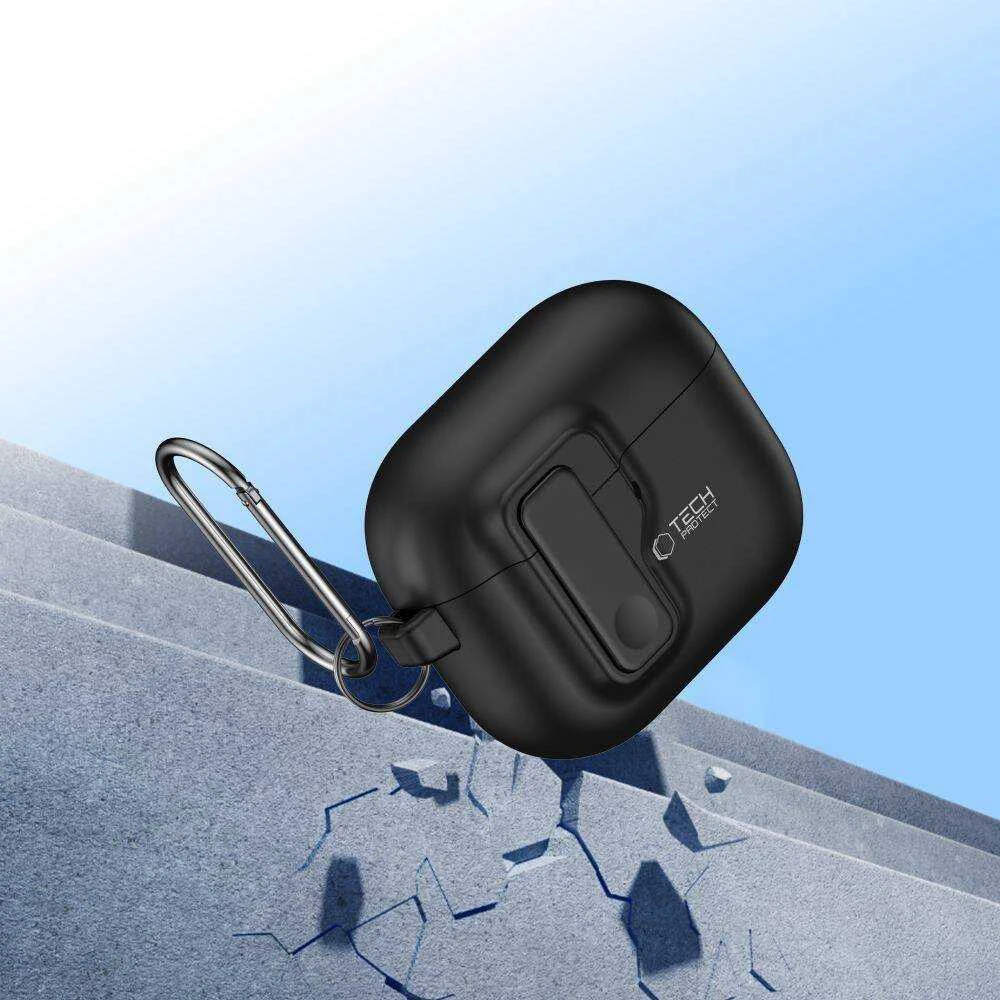 Apple AirPods 4 Tech-Protect Slim Hook dėklas jūsų ausinėms juodos spalvos