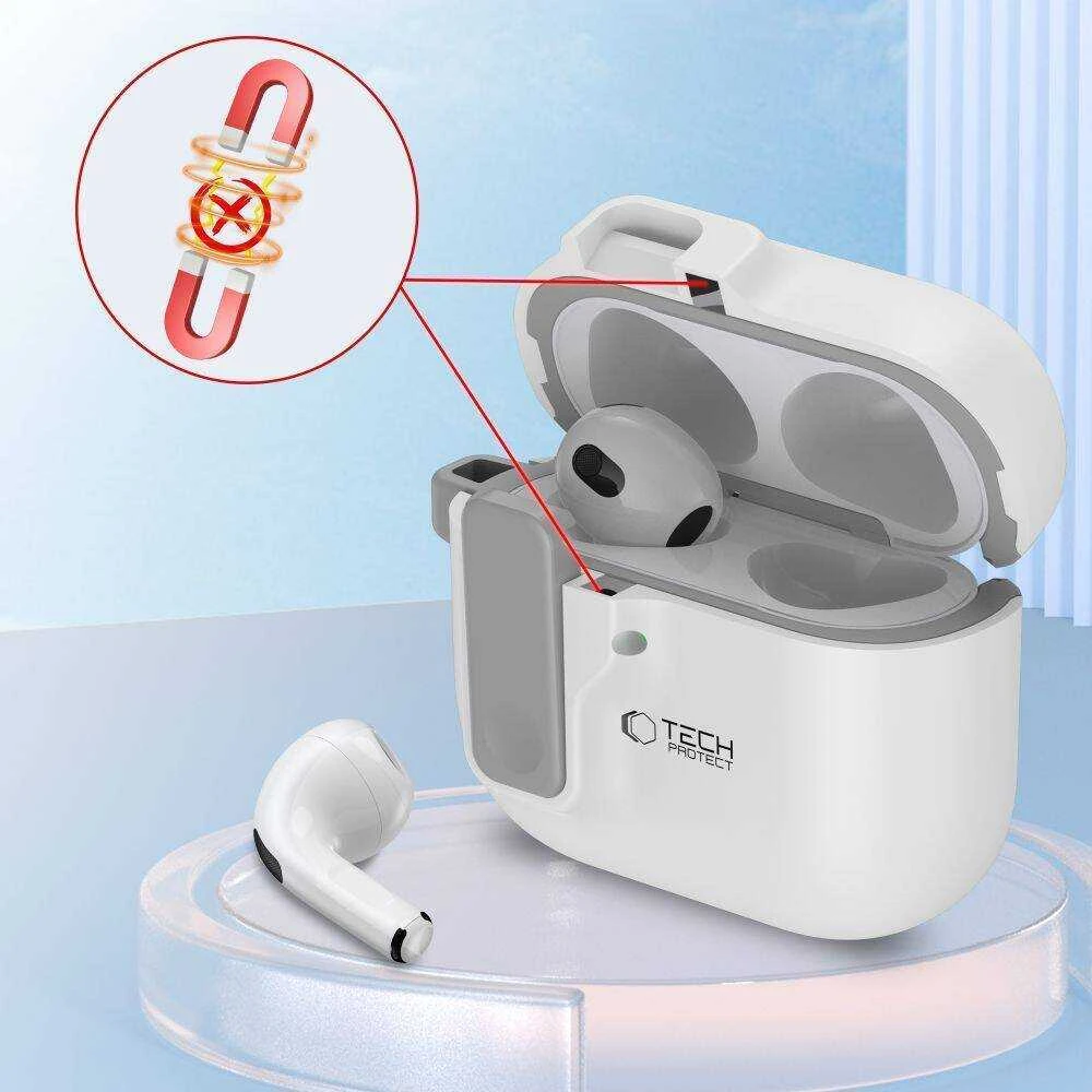 Apple AirPods 4 Tech-Protect Slim Hook dėklas jūsų ausinėms baltos spalvos