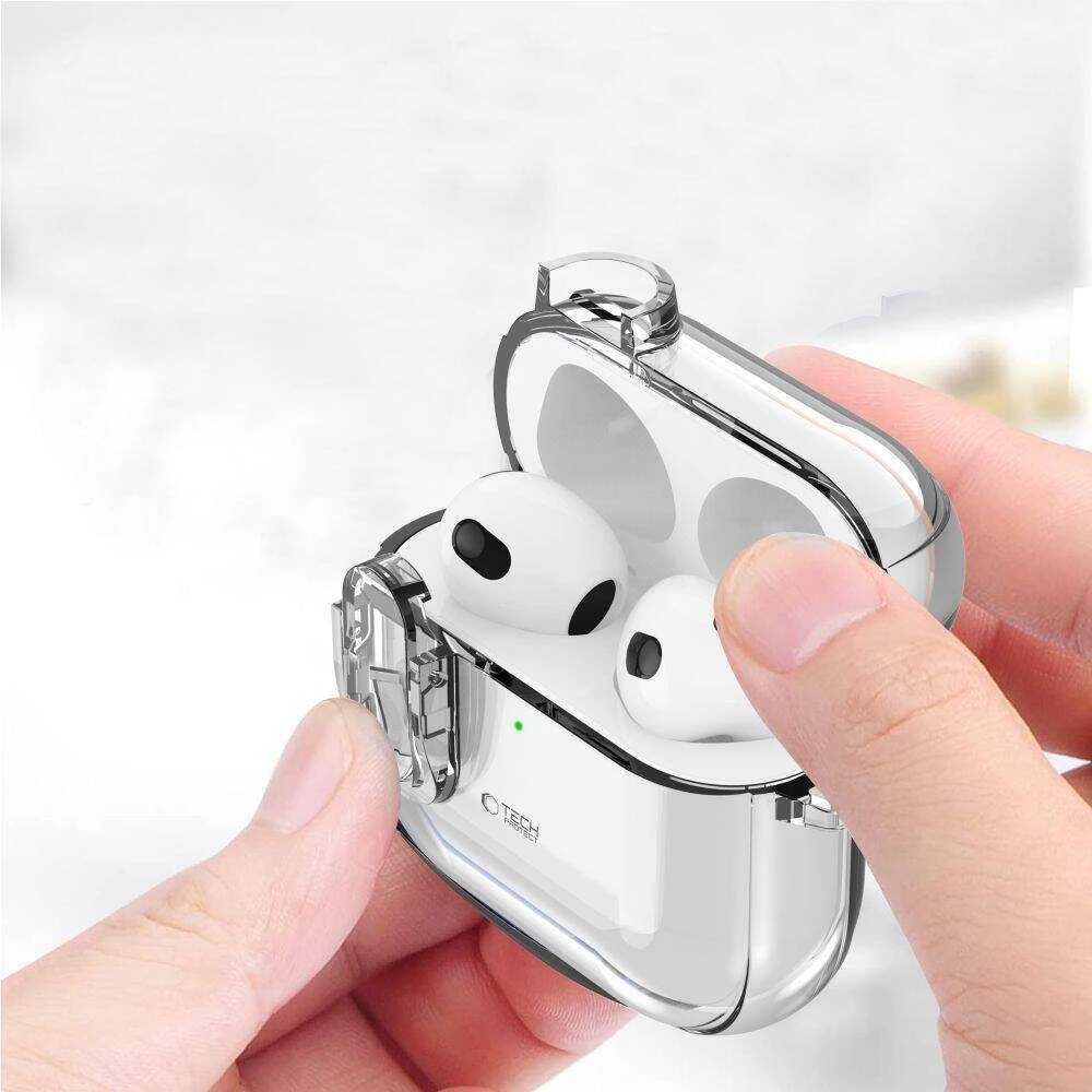 Apple AirPods 4 Tech-Protect Slim Hook Clear dėklas jūsų ausinėms skaidrus