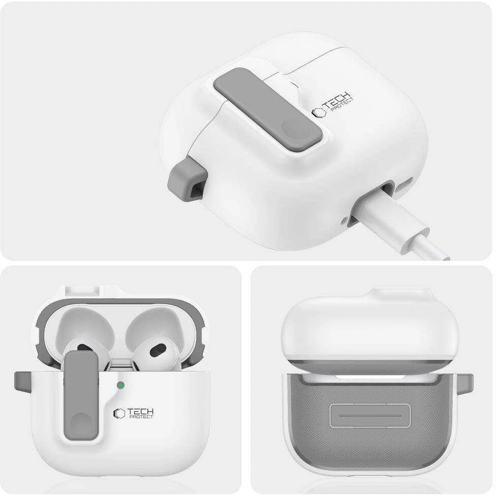 Apple AirPods 4 Tech-Protect Slim Hook dėklas jūsų ausinėms baltos spalvos