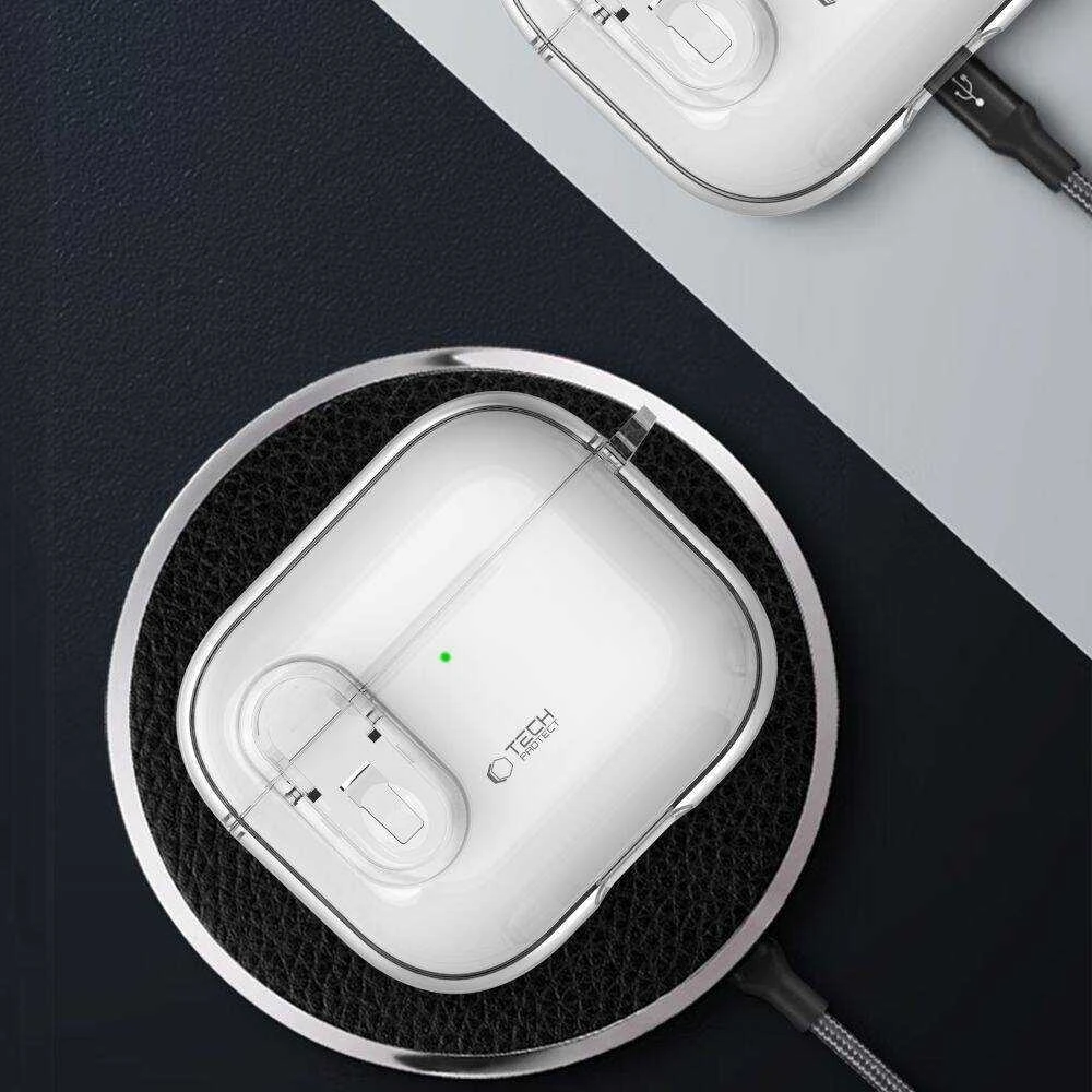 Apple AirPods 4 Tech-Protect Slim Hook Clear dėklas jūsų ausinėms skaidrus