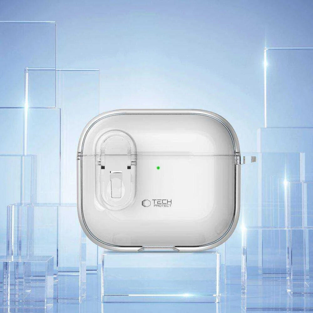 Apple AirPods 4 Tech-Protect Slim Hook Clear dėklas jūsų ausinėms skaidrus