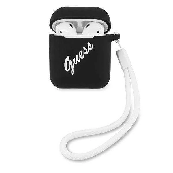 Apple AirPods Guess silikoninis Vintage (GUACA2LSVSBW) ausinių dėklas juodos spalvos