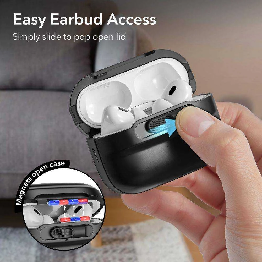 Apple AirPods Pro 1 / 2 ESR Cyber Armor Halolock MagSafe ausinių dėklas juodos spalvos