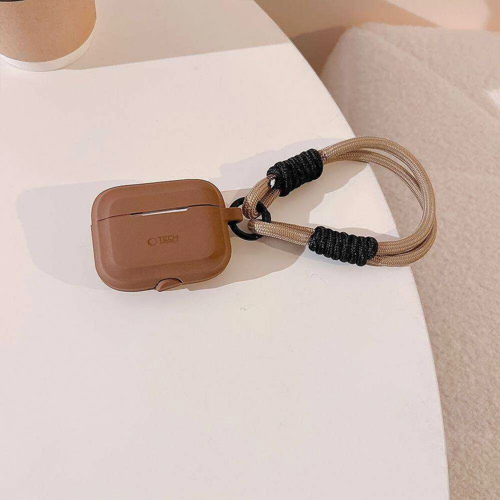 Dėklas Apple AirPods Pro 1/2 Tech-Protect silikoninis Rope Chocolate ruda