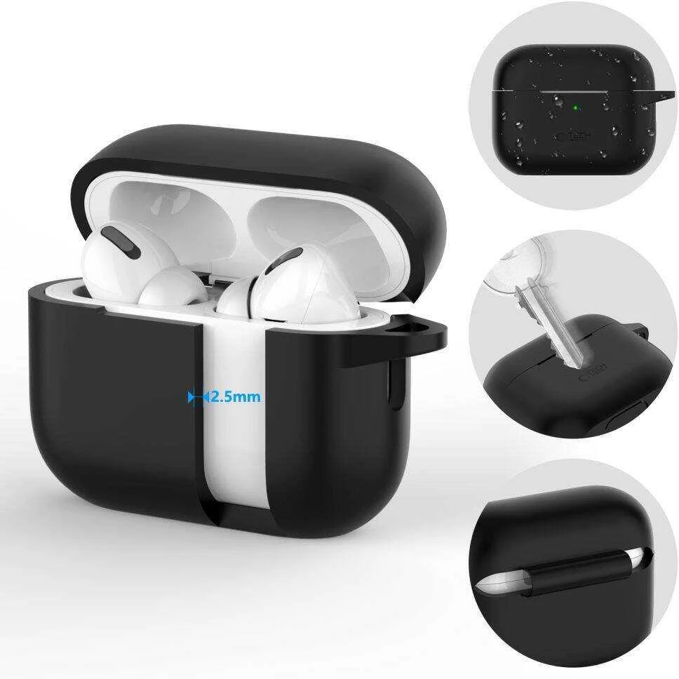 Dėklas Apple AirPods Pro 1/2 Tech-Protect silikonai su šautuvu Cafe Latte kreminis