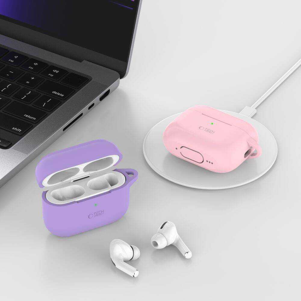 Apple AirPods Pro 1 / 2 Tech-Protect silikoninis su karabinu Olive žalias