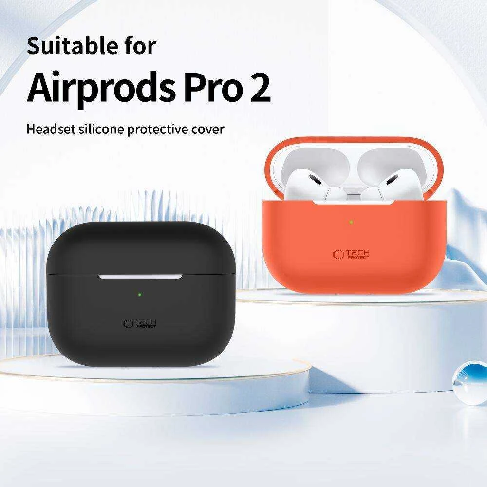 Apple AirPods Pro 1 / 2 Tech-Protect silikoninis Neon dėklas ausinėms oranžinės spalvos