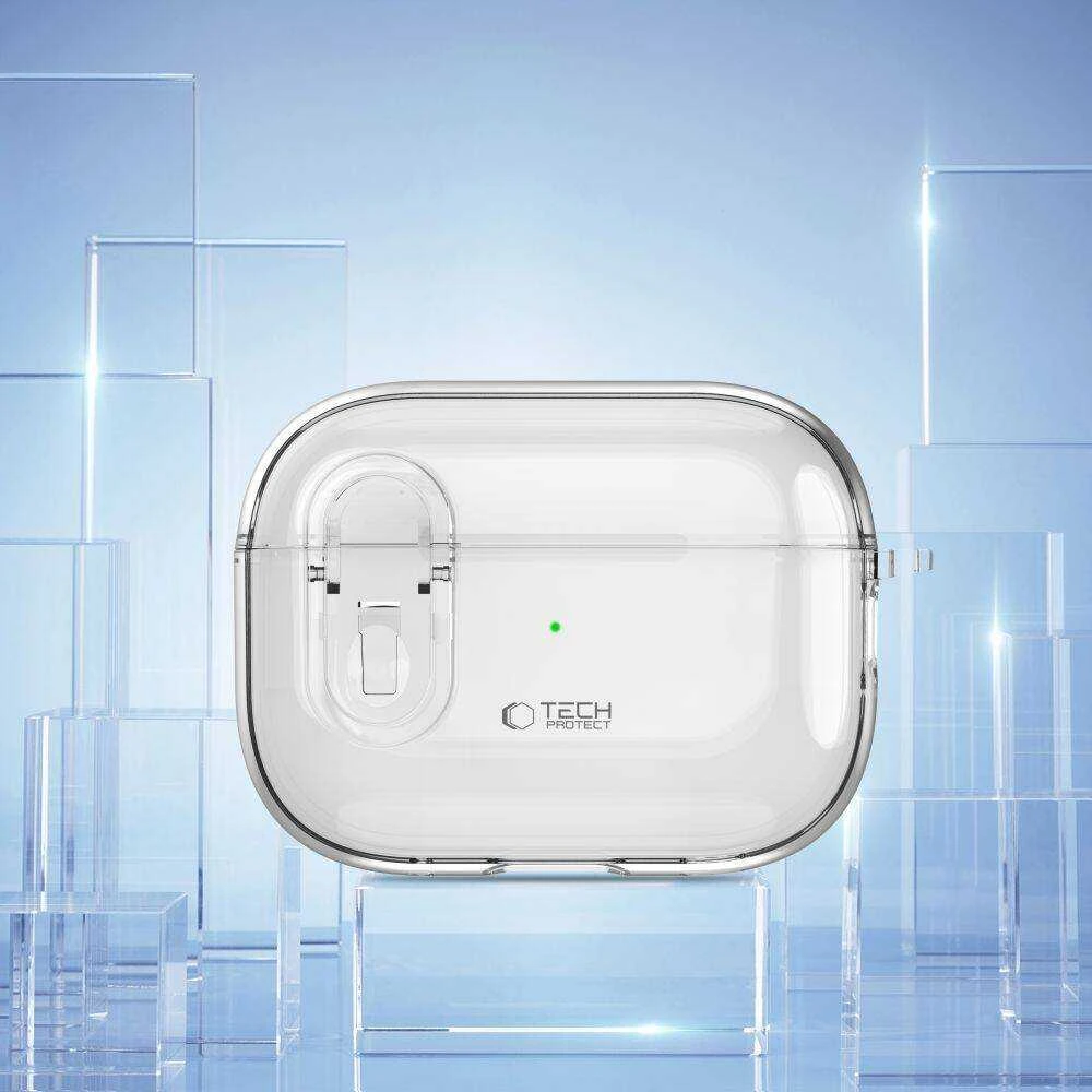 Apple AirPods Pro 1 / 2 Tech-Protect Slim Hook Clear dėklas jūsų ausinėms skaidrus
