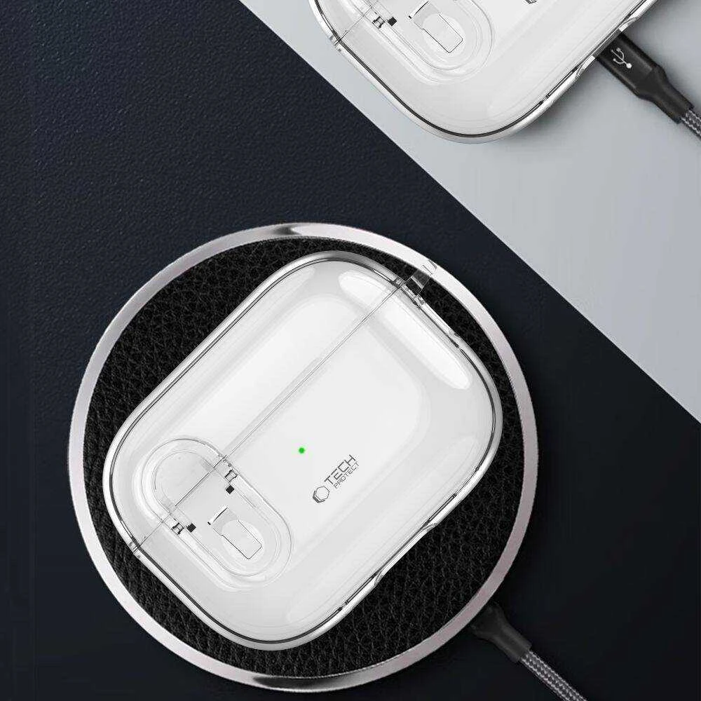 Apple AirPods Pro 1 / 2 Tech-Protect Slim Hook Clear dėklas jūsų ausinėms skaidrus