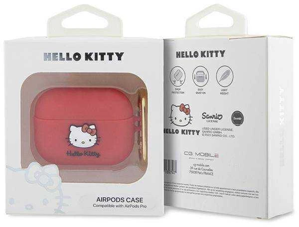 Hello Kitty HKAP3DKHSF AirPods Pro dėklas Fuchsia silikoninis 3D Kitty Head