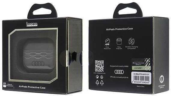 Audi IML Geometric Pattern AirPods Pro 2 dėklas pilkos spalvos AU-IMLAPP2-A6/D3-GY