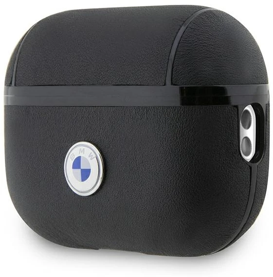 BMW BMAP2SSLBK AirPods Pro 2 dėklas, juodos spalvos, Genuine Leather, sidabro spalvos logotipas