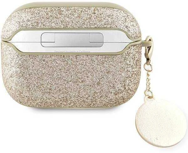 Apple AirPods Pro ausinių dėklas 2 Guess Fixed Glitter Heart Diamond Charm (GUAP2PGEHCDD) aukso spalvos
