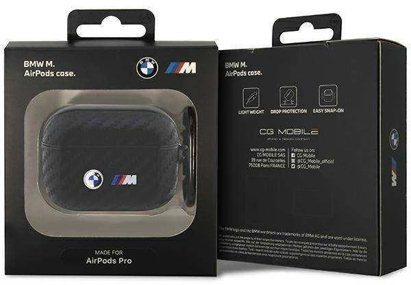 BMW BMAPWMPUCA2 AirPods Pro dėklas juodos spalvos Carbon Double Metal Logo