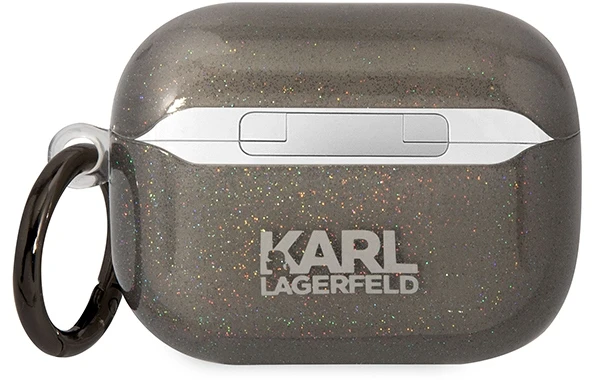 Karl Lagerfeld KLAPHNKCTGK Airpods Pro dėklas, juodos spalvos, Glitter Karl&Choupette