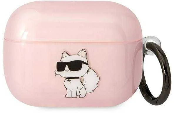 Karl Lagerfeld KLAPHNCHTCP Airpods Pro dėklas rožinės spalvos Ikonik Choupette