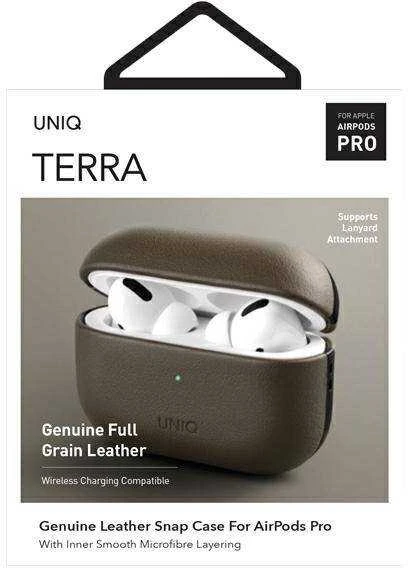 UNIQ Terra dėklas AirPods Pro Genuine Leather olive