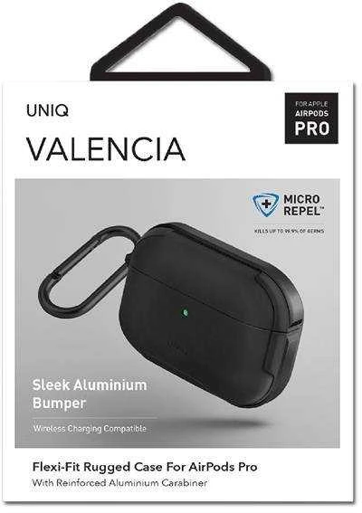 UNIQ Valencia dėklas AirPods Pro midnight juodas Antimicrobial