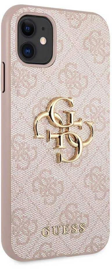 Apple iPhone 11 6.1 „Guess dėklas 4G Big Metal Logo GUHCN614GMGPI rožinės spalvos