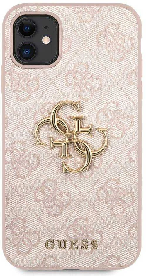 Apple iPhone 11 6.1 „Guess dėklas 4G Big Metal Logo GUHCN614GMGPI rožinės spalvos