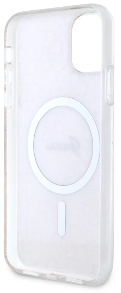 Guess GUHMN61H4STP Apple iPhone 11 6.1″ rožinės spalvos kietas dėklas 4G MagSafe