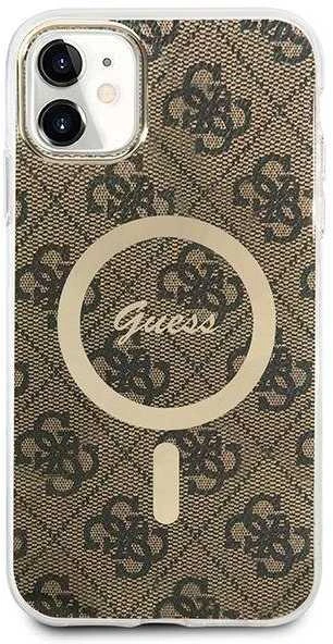 Guess Rinkinys GUBPN61H4EACSW Dėklas+ Įkroviklis Apple iPhone 11 6,1″ rudos spalvos kietas dėklas 4G Print MagSafe