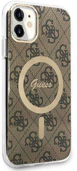 Guess Rinkinys GUBPN61H4EACSW Dėklas+ Įkroviklis Apple iPhone 11 6,1″ rudos spalvos kietas dėklas 4G Print MagSafe