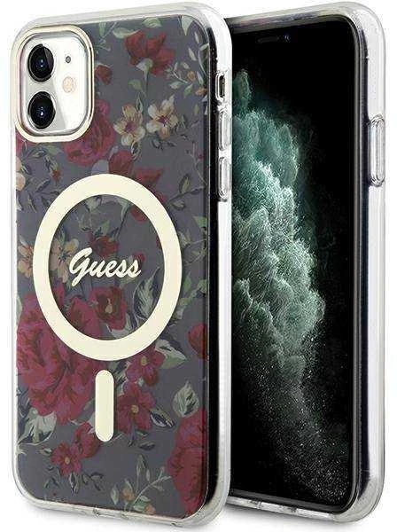 Dėklas GUESS GUHMN61HCFWSA IPHONE 11 / XR 6.1 "Žalias / KHAKI HARDCASE FLOWER MAGSAFE
