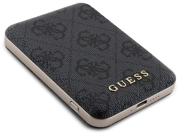 Dėklas „Guess GUBPM5N614GEMGK“ rinkinys, skirtas Apple iPhone 11 6.1“ kietam dėklui ir išorinei baterijai, 5000mAh, „MagSafe“ juodos spalvos 4G, metalinis, su rankena.