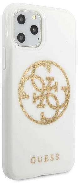 Apple iPhone 11 Pro Max Guess Hard dėklas Glitter 4G Circle Logo (GUHCN65TPUWHGLG) baltos spalvos