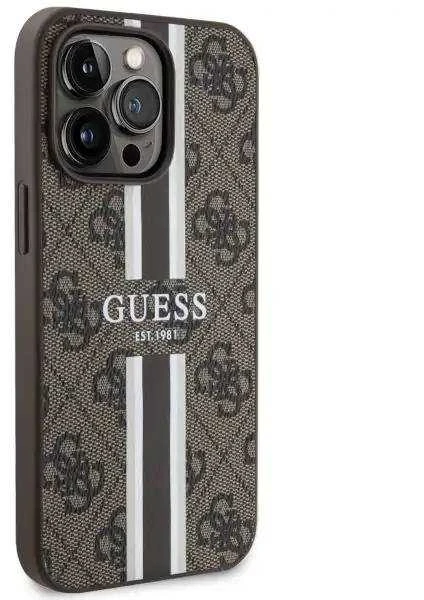 Guess GUHMN61P4RPSW Apple iPhone 11 / Xr rudos spalvos kietas dėklas 4G Printed Stripes MagSafe