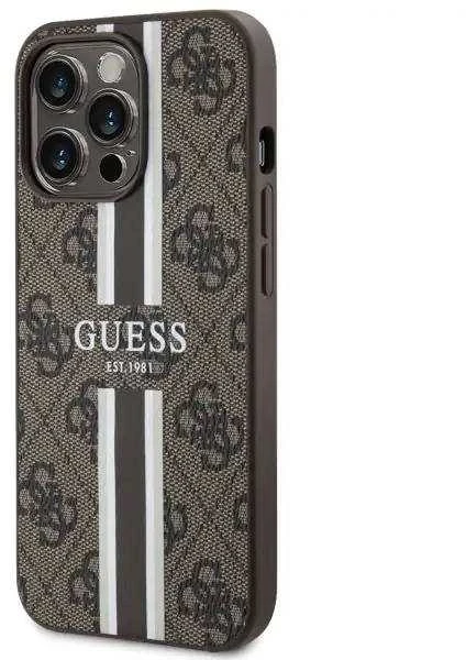 Guess GUHMN61P4RPSW Apple iPhone 11 / Xr rudos spalvos kietas dėklas 4G Printed Stripes MagSafe
