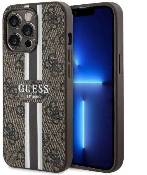 Guess GUHMN61P4RPSW Apple iPhone 11 / Xr rudos spalvos kietas dėklas 4G Printed Stripes MagSafe