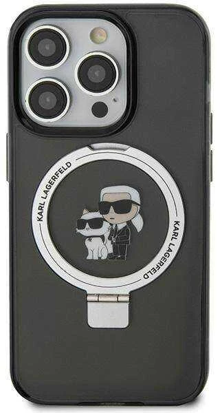 Karl Lagerfeld KLHMN61HMRSKCK Apple iPhone 11/ Xr 6.1″ juodos spalvos kietas dėklas Ring Stand Karl&Choupettte Ma