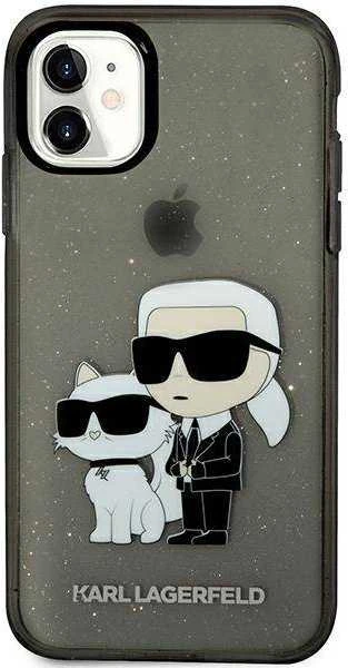 Karl Lagerfeld KLHCN61HNKCTGK Apple iPhone 11/ Xr 6,1″ juodos spalvos kietas dėklas Gliter Karl&Choupette