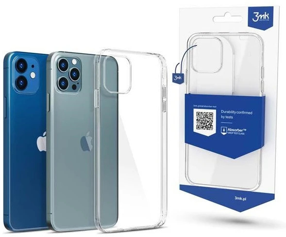 3MK iPhone 12/12 Pro, TPU, skaidrus, skaidrus telefono dėklas