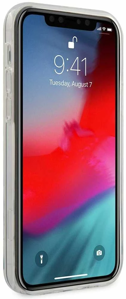 Guess GUHCP12MPCUCTLBK Apple iPhone 12/12 Pro 6,1″ juodos spalvos kietas dėklas Triangle Collection