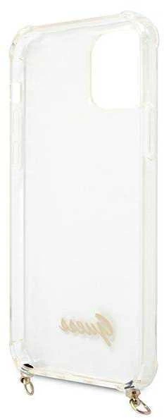 Apple iPhone 12 / 12 Pro Guess dėklas 4G Gold Chain (GUHCP12MKC4GSGO) skaidrus