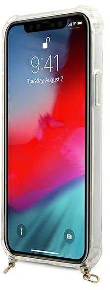 Apple iPhone 12 / 12 Pro Guess dėklas 4G Gold Chain (GUHCP12MKC4GSGO) skaidrus