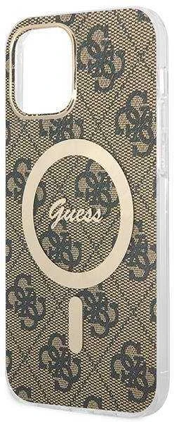 Guess Rinkinys GUBPP12MH4EACSW Dėklas+ Įkroviklis Apple iPhone 12/12 Pro rudos spalvos kietas dėklas 4G Print MagSafe