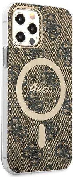 Guess Rinkinys GUBPP12MH4EACSW Dėklas+ Įkroviklis Apple iPhone 12/12 Pro rudos spalvos kietas dėklas 4G Print MagSafe