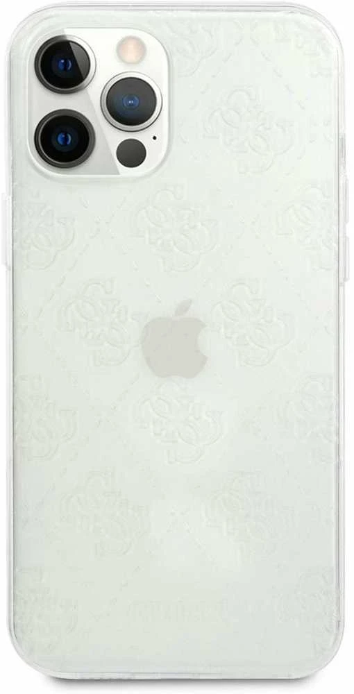 Guess GUHCP12M3D4GTR Apple iPhone 12/12 Pro 6,1″ skaidrus kietas dėklas 4G 3D Pattern Collection