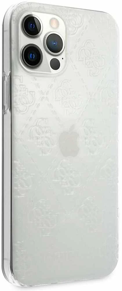 Guess GUHCP12M3D4GTR Apple iPhone 12/12 Pro 6,1″ skaidrus kietas dėklas 4G 3D Pattern Collection