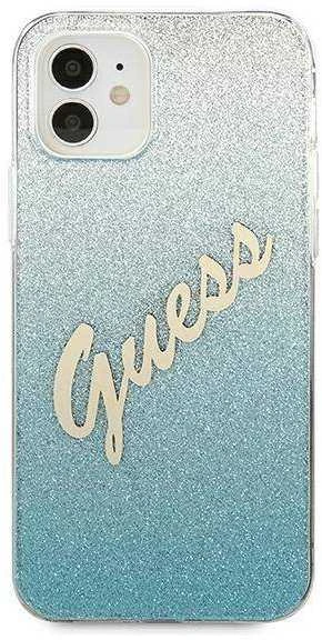 Apple iPhone 12 Mini Guess dėklas Glitter Gradient Script (GUHCP12SPCUGLSBL) mėlynos spalvos