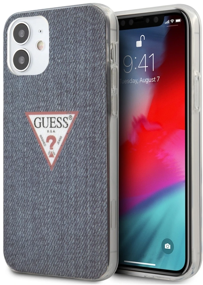 Guess GUHCP12SPCUJULDB Apple iPhone 12 mini 5,4″ dark mėlynas kietas dėklas Jeans Collection